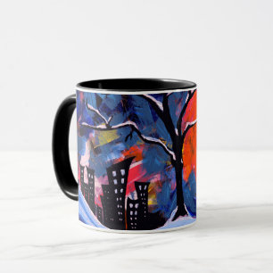 Winterbaum und Stadtlampen Originelles Kunstwerk Tasse