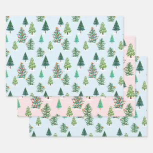 Winterbaum-Urlaubstrio-Geschenkpackung Geschenkpapier Set