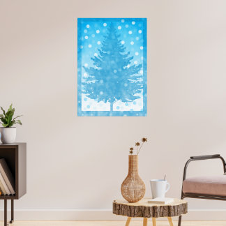 Winterbaum Wasserfarbe Weihnachten Poster