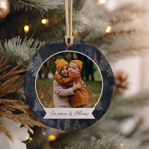 Winterbäume Doppelseitiges Personalisiertes Foto Keramik Ornament