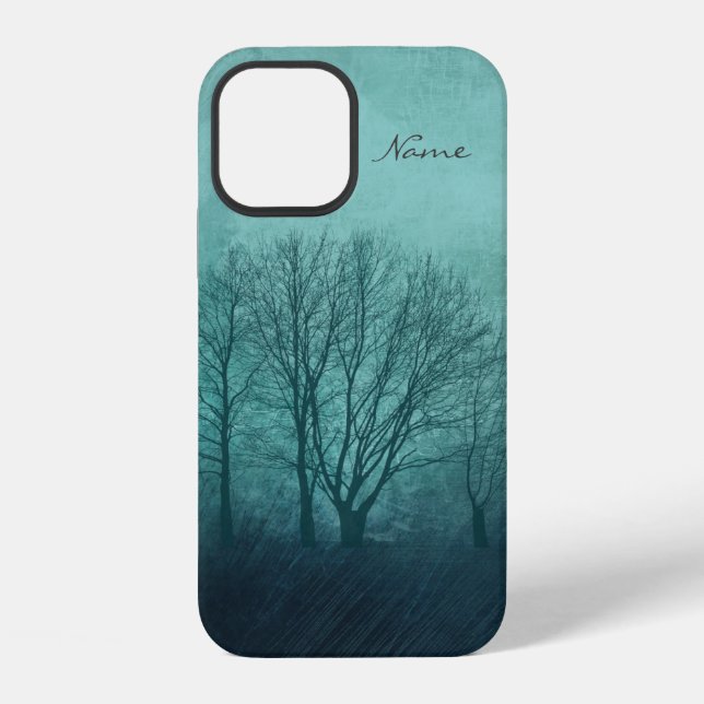 Winterbäume Grüne Gotik iPhone Hülle (Rückseite)