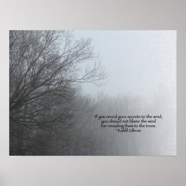 Winterbäume im Nebel - Zitat von Khalil Gibran Poster (Vorne)