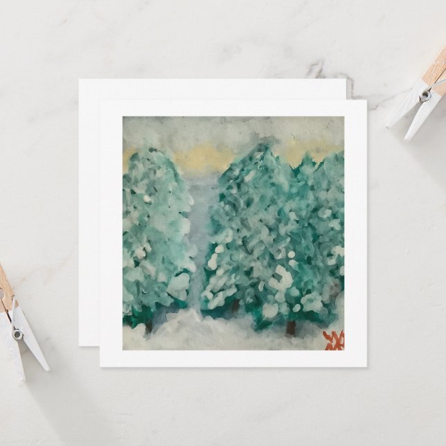 Winterbäume im Schnee Karte (Vorderseite/Rückseite Beispiel)