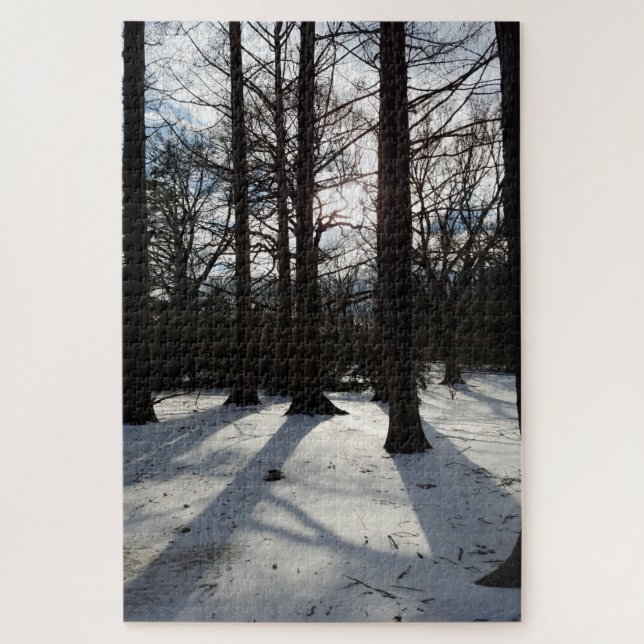 Winterbäume in Sonnenlicht und Schnee Puzzle (Vertikal)