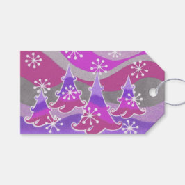 Winterbäume Lila Geschenketiketten Geschenkanhänger