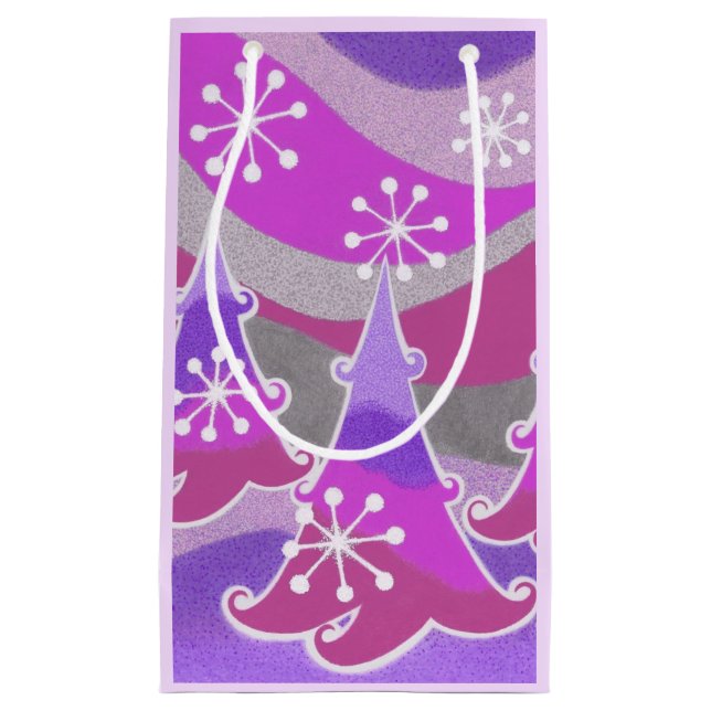 Winterbäume Lila Geschenktasche Kleine Geschenktüte (Vorderseite)