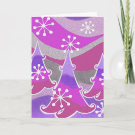 Winterbäume lila "Happy Holidays" Feiertagskarte