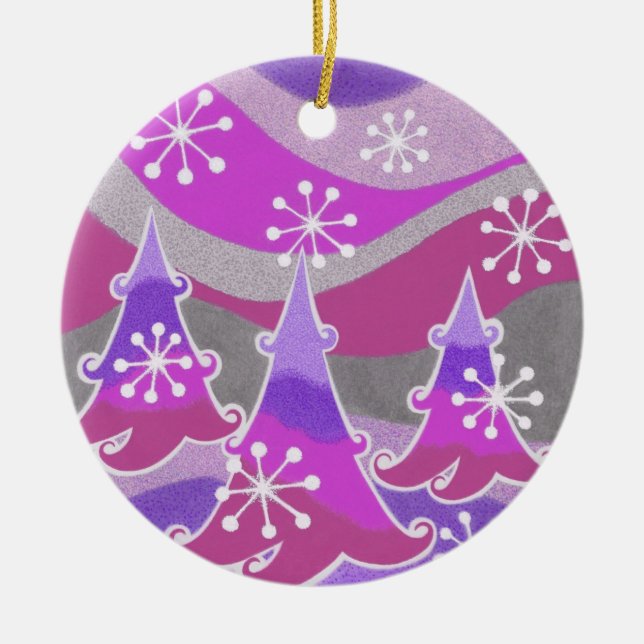 Winterbäume Lila Ornamente (Vorne)