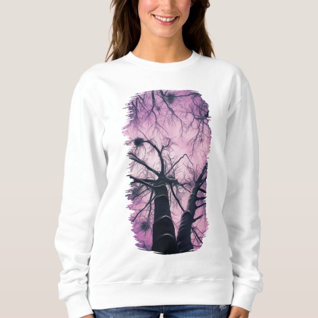 Winterbäume Lila stilisiert Sweatshirt (Vorderseite)