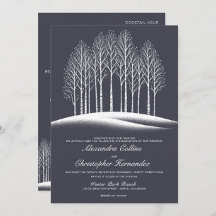 Winterbäume mit Details zum Hochzeitsempfang Einladung