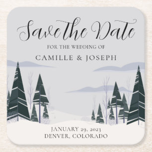 Winterbäume Moderne Schneelandschaft Wald Save-the Rechteckiger Pappuntersetzer