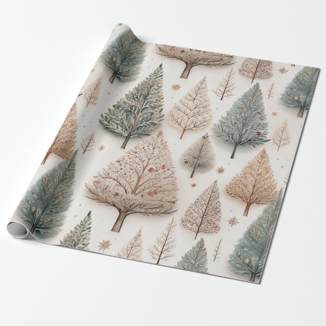 Winterbäume - Rustikaler Urlaubswald (1) Geschenkpapier (Ungerollt)