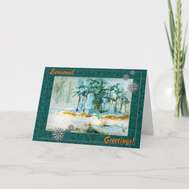Winterbäume Saisongrusskarte Feiertagskarte (Vorderseite)