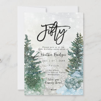 Winterbäume Schnee 50. Geburtstagsparty Einladung