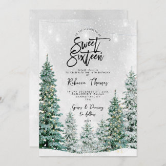 Winterbäume süß 16 Geburtstagseinladung Einladung