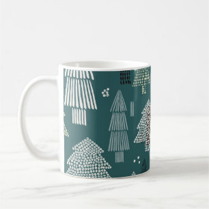 Winterbäume, vintage Weihnachtsmuster. Kaffeetasse