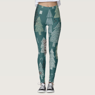 Winterbäume, vintage Weihnachtsmuster. Leggings