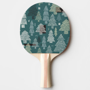 Winterbäume, vintage Weihnachtsmuster. Tischtennis Schläger