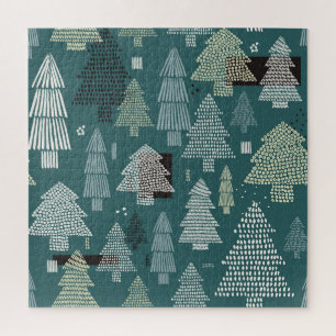 Winterbäume, Weihnachtsmuster der Jahrtausende. Puzzle
