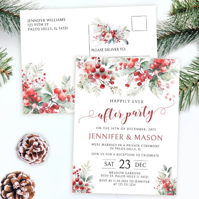 Winterbeeren glücklich immer nach dem Party Postka Postkarte (Von Creator hochgeladen)