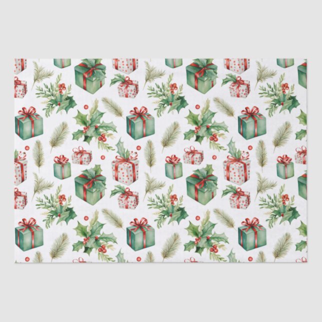 Winterbeeren und Geschenke Seidenpapier (Vorderseite)