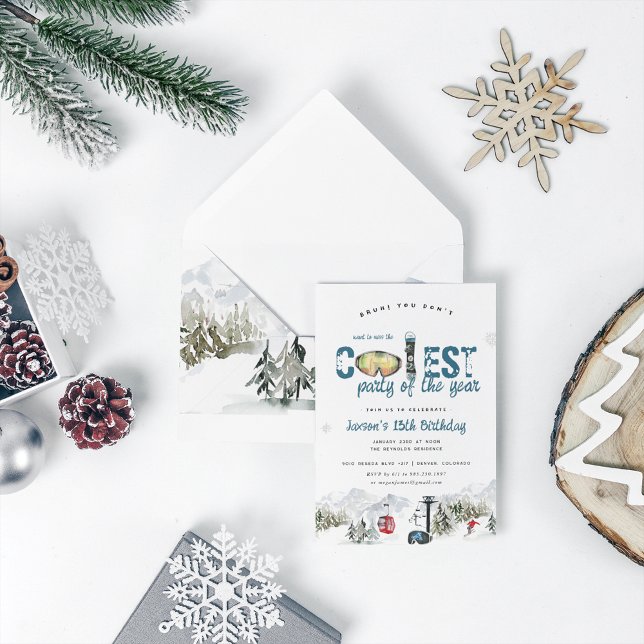 Winterberg | Snowboarden Skifahren Party Einladung (Von Creator hochgeladen)