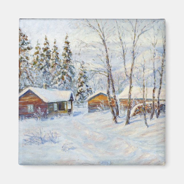 Winterbergbauernhof Weihnachten Kunst Magnet (Vorne)