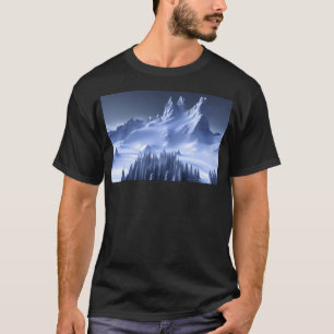 Winterberge bei Nacht AI-generierte Kunst T-Shirt