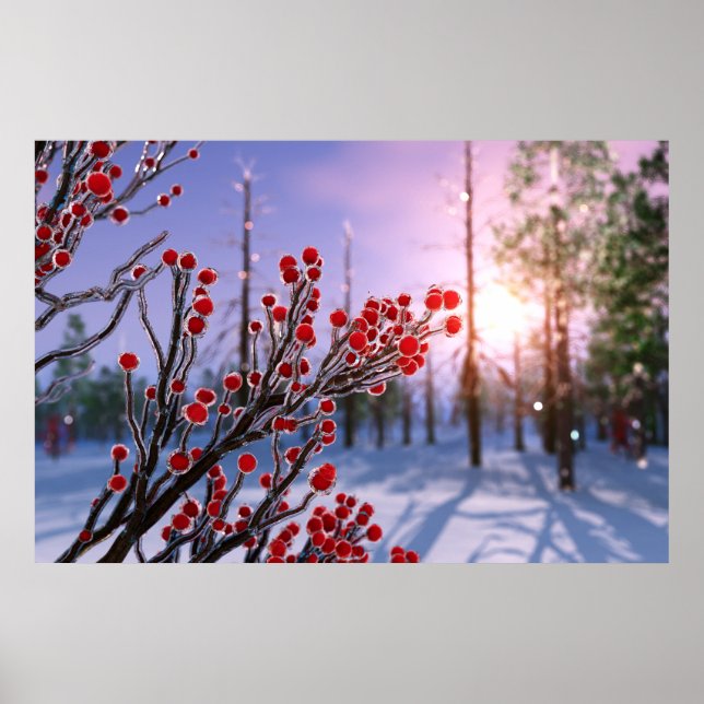 Winterberge in der Eisdruckerei Poster (Vorne)
