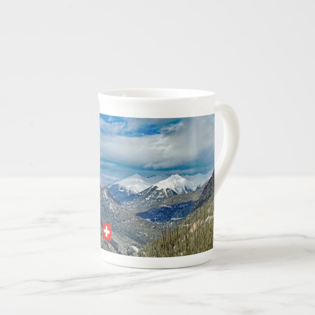 Winterberge in der Schweiz, Reise Prozellantasse (Vorderseite Rechts)
