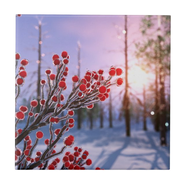 Winterberge in Eisdekoration Tile / Trivet Fliese (Vorderseite)