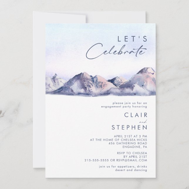 Winterbergsonnenuntergang Feiern Einladung (Vorderseite)