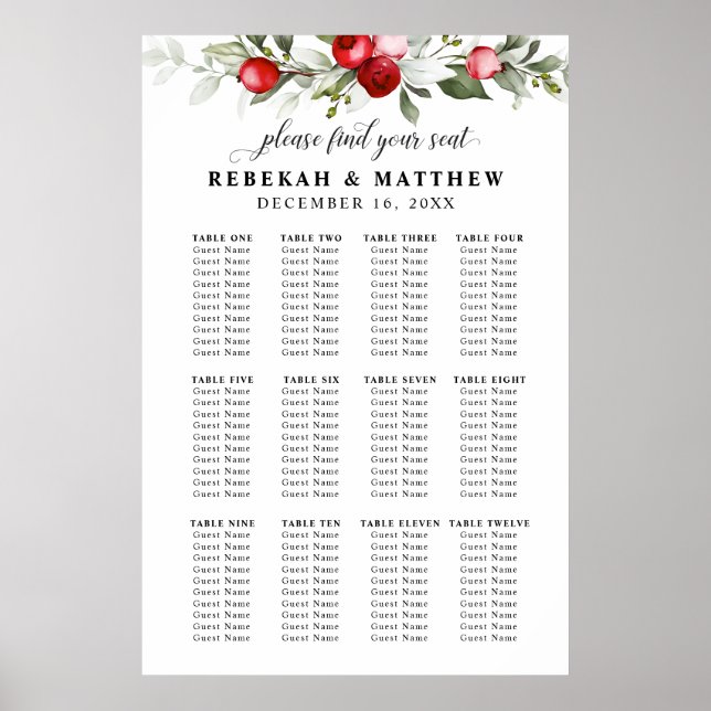 Winterberries | Sitzsuche | Sitzdiagramm Poster (Vorne)