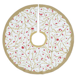 Winterberries Weihnachtsbaumrock mit/ Grenze Polyester Weihnachtsbaumdecke