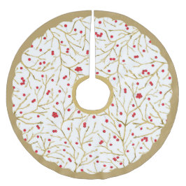 Winterberries Weihnachtsbaumrock mit/ Grenze Polyester Weihnachtsbaumdecke