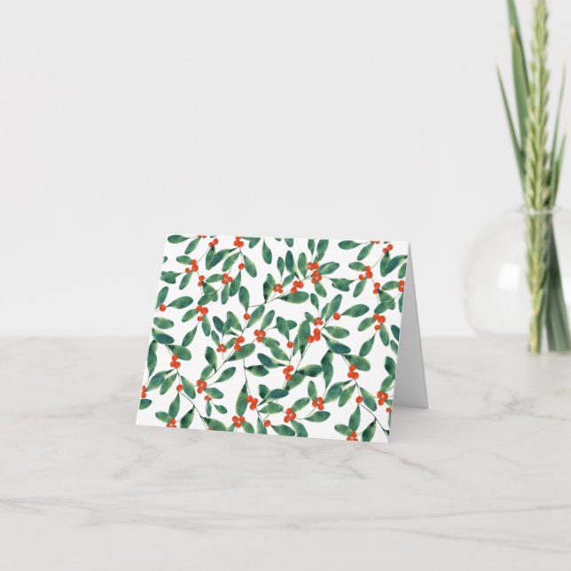 Winterberry (Classic) Happy Holidays Karte (Vorderseite)