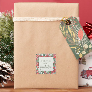 Winterberry Holly Christmas Geschenke Quadratischer Aufkleber