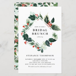 Winterberry Holly Greenery Bridal Brunch Einladung