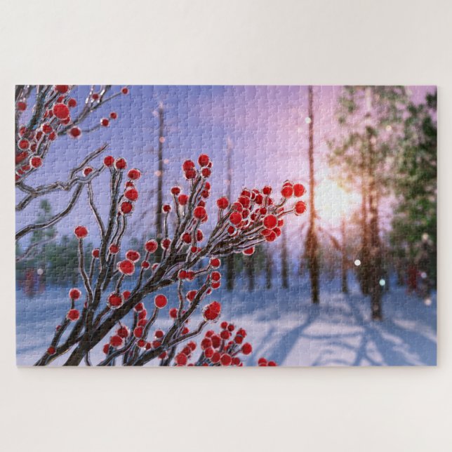 Winterberry im Eispuzzle Puzzle (Horizontal)