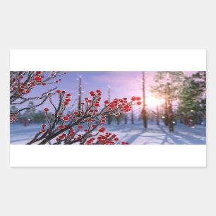 Winterberry in Eisklebern Rechteckiger Aufkleber