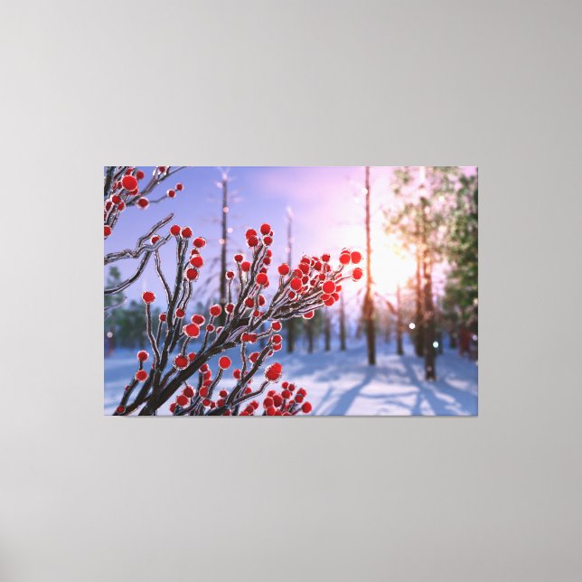 Winterberry in Ice Canvas Print Leinwanddruck (Vorderseite)