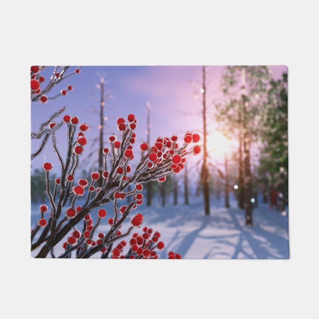 Winterberry in Ice Doormat Fußmatte (Vorderseite)