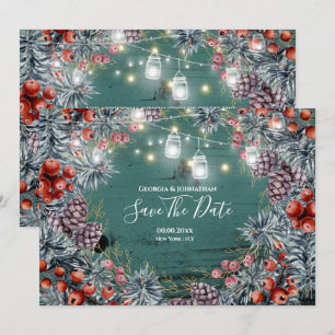 Winterberry-Kranz-Saitenleuchten Weihnachtsschein Save The Date