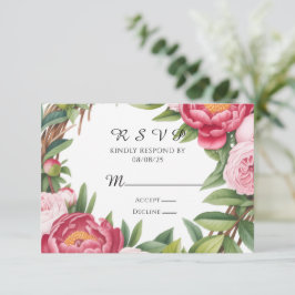 Winterberry Primrose Floral Wedding RSVP Karte