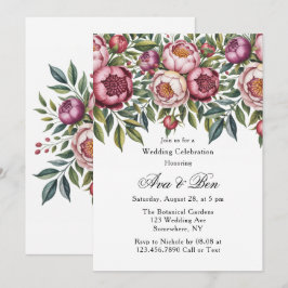 Winterberry Primrose Painted Floral Wedding Einladung