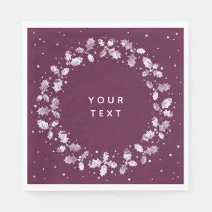 Winterberry Printed Holly Wreath Custom Christmas Serviette