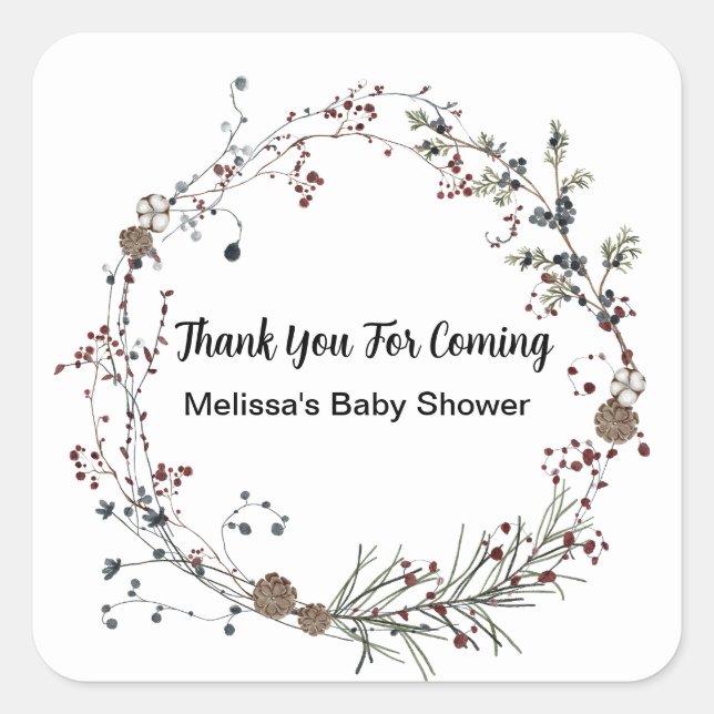Winterberry Rustic Boho Wildblume Gardens Quadratischer Aufkleber (Vorderseite)