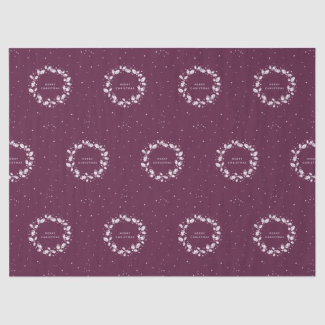 Winterberry + White Frohe Weihnachten Holly Wreath Seidenpapier (Vorderseite)