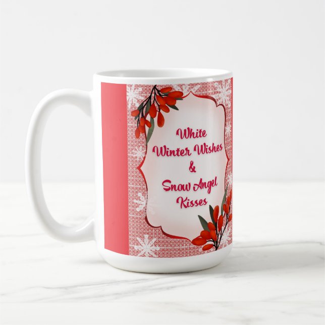 Winterberry White Winter wünscht Snow Angel Kisses Kaffeetasse (Links)