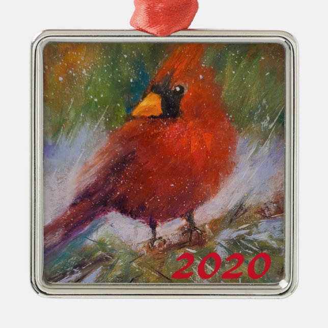 WinterBesucher 3 Keramiken Ornament Aus Metall (Vorne)